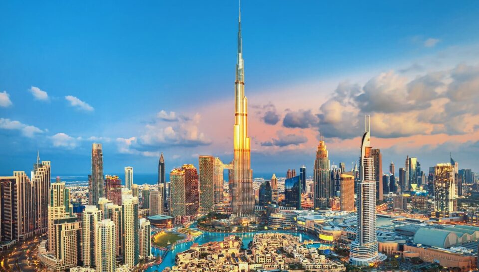 Dubai skyline and Burj Khalifa representing remote work lifestyle